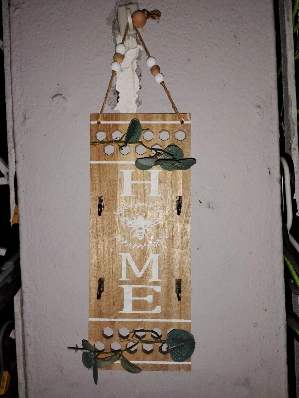 HOME Wooden Wall Hanging with Greenery - Rustic Farmhouse Decor